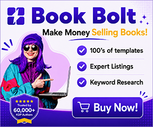 Book Bolt advertisement highlighting templates, listings and keyword research